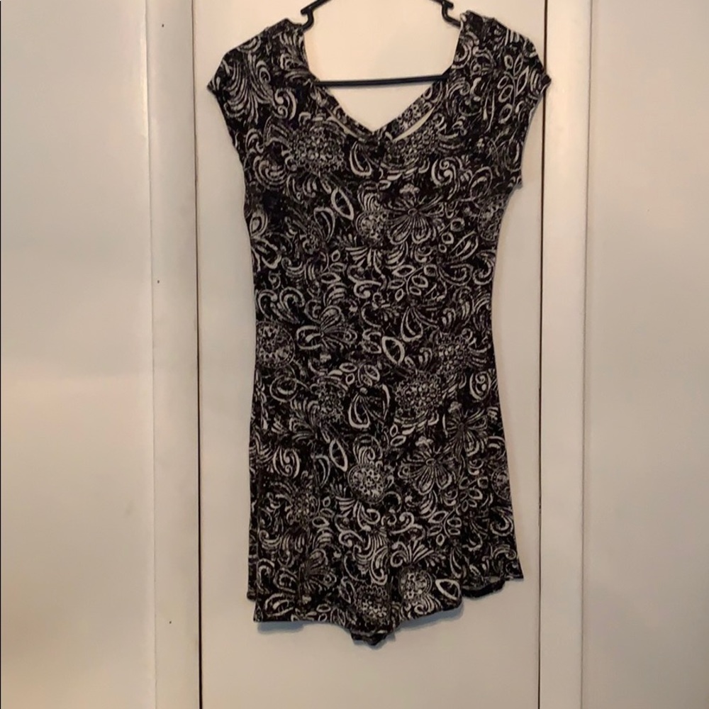 Black and white patterned romper